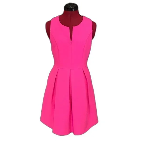 Gianni Bini Dress Women’s Size Small Hot Pink Sleeveless Pleated Pockets - Picture 5 of 6